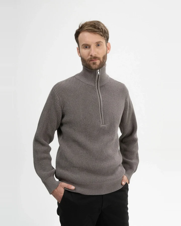 MELA Herren vegan Strickpullover Rippe Udai Bär Melange