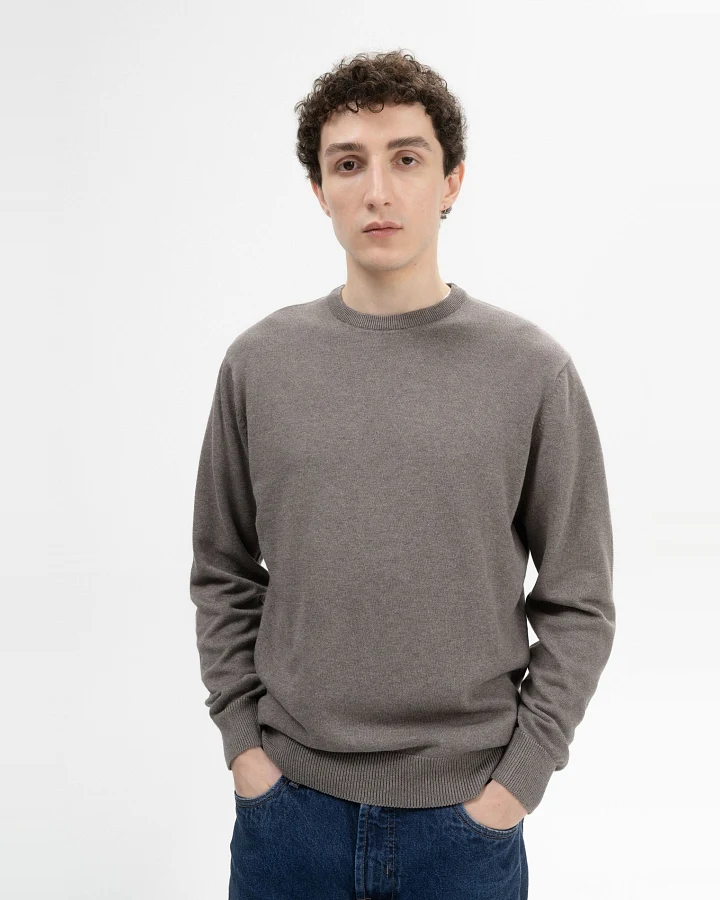 MELA Herren vegan Strickpullover Himal Bear Melange Graubraun