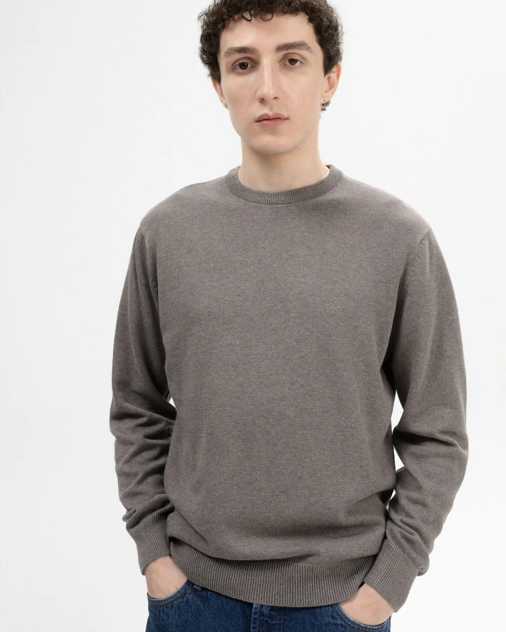MELA Herren vegan Strickpullover Himal Bear Melange Graubraun