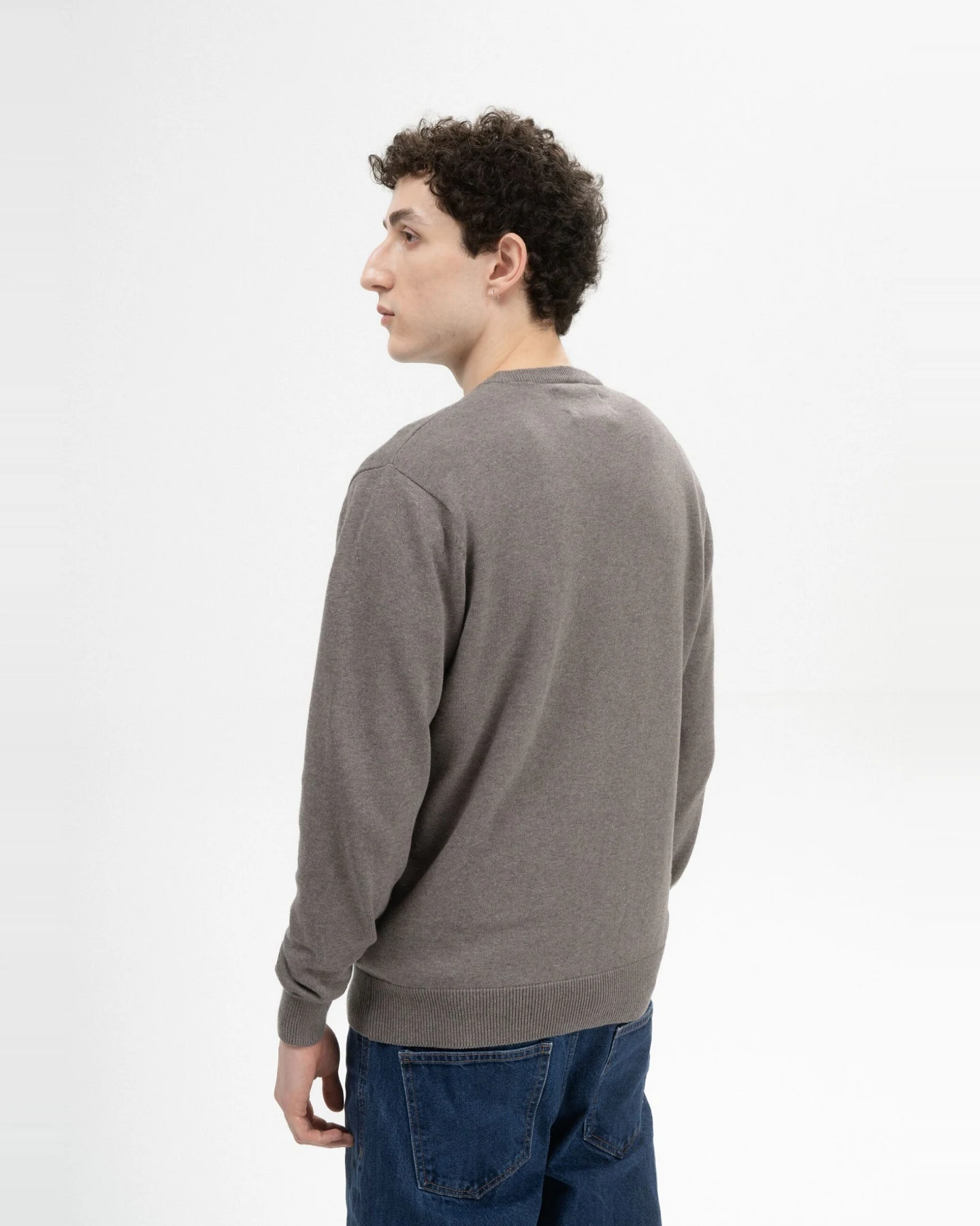 MELA Herren vegan Strickpullover Himal Bear Melange Graubraun – Ansicht 2