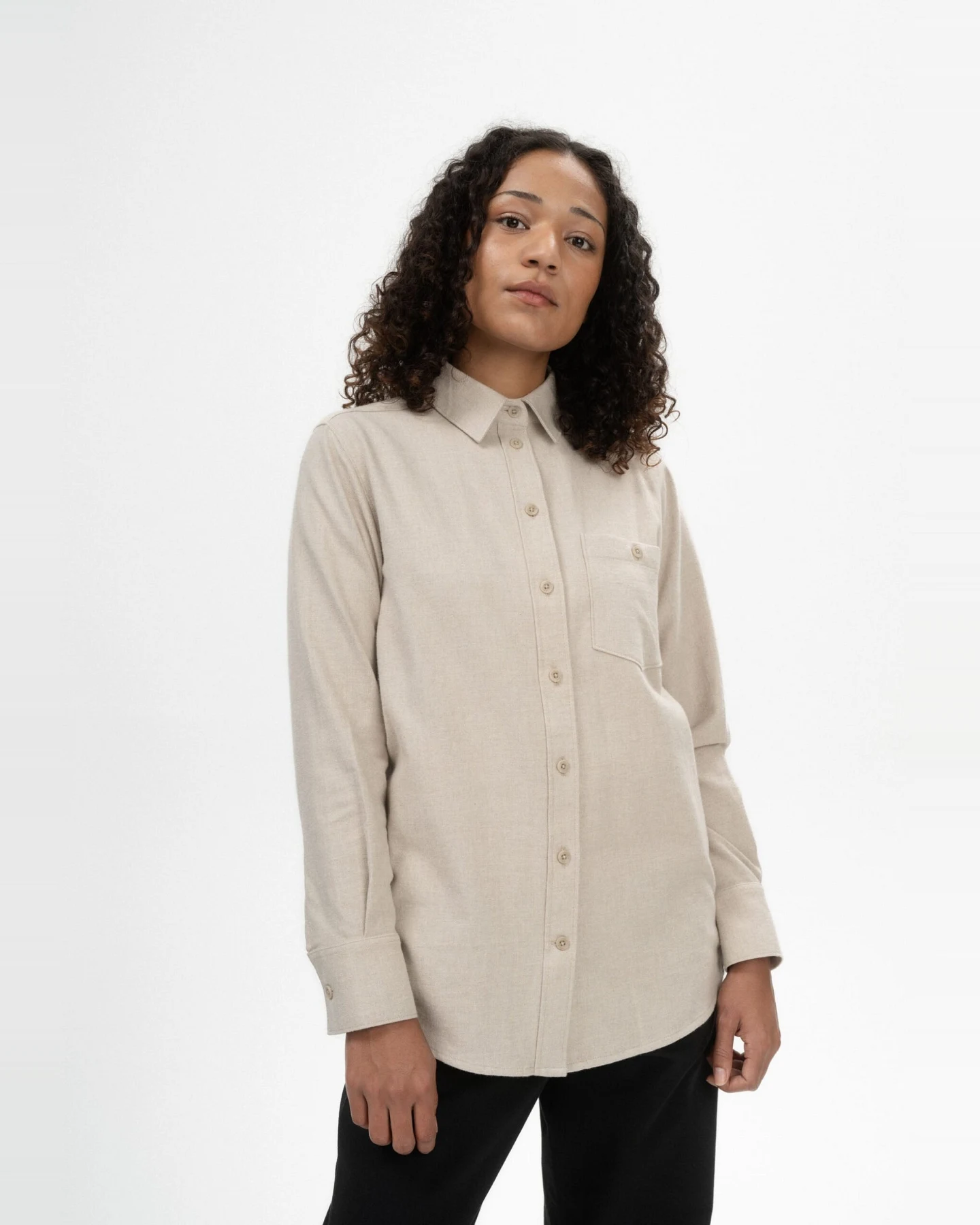 MELA Damen vegan Hemd Flanell Akhela Birch Melange – Ansicht 2