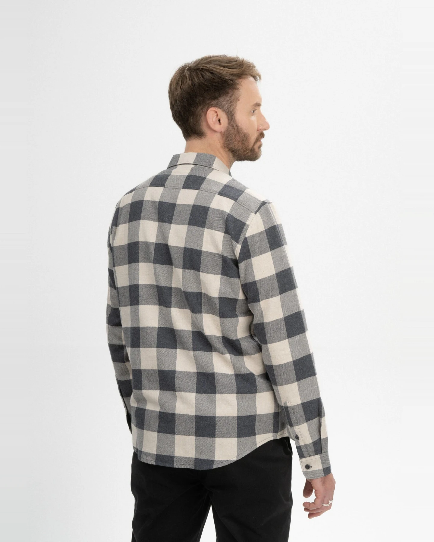 MELA Herren vegan Hemd Flanell Sahel Anthrazit Kariert – Ansicht 2