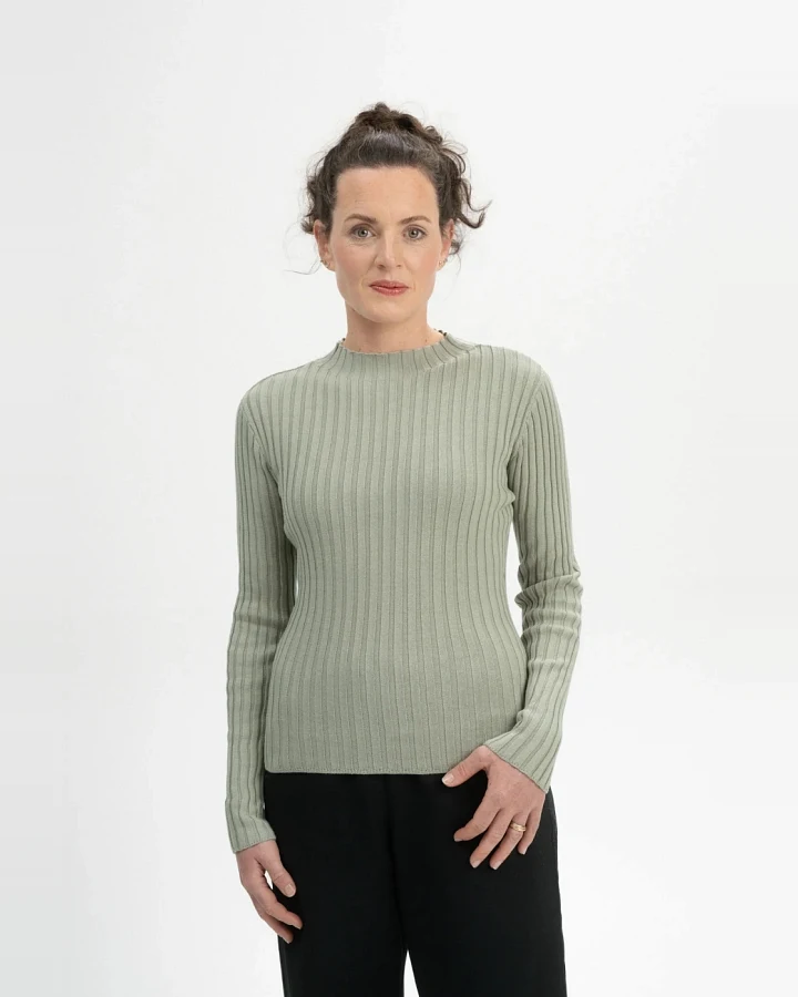 MELA Damen vegan Strickpullover Namari Grüner Ton