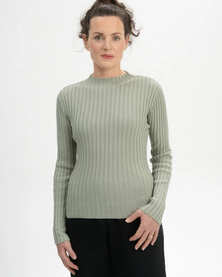 MELA Damen vegan Strickpullover Namari Grüner Ton