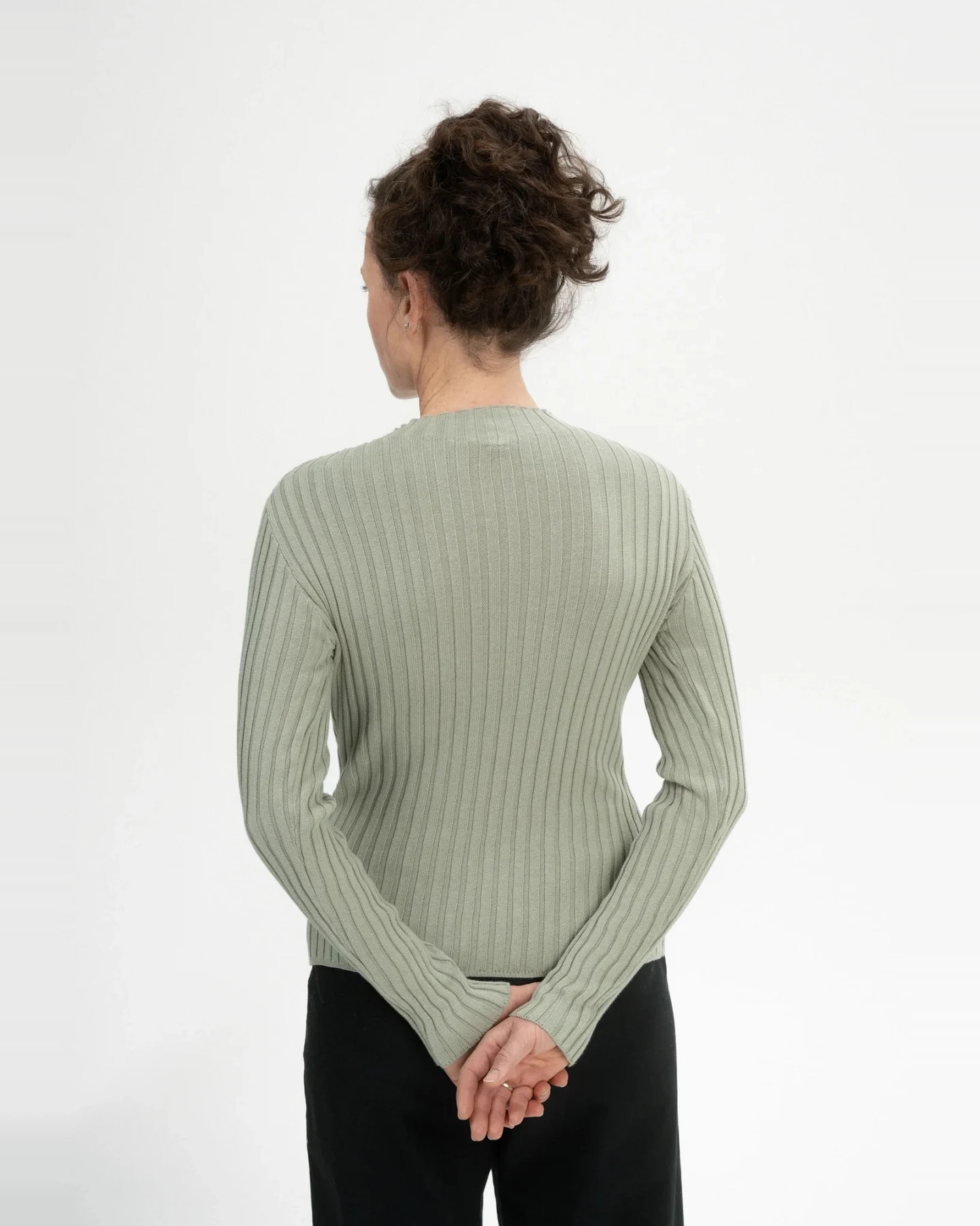 MELA Damen vegan Strickpullover Namari Grüner Ton – Ansicht 2