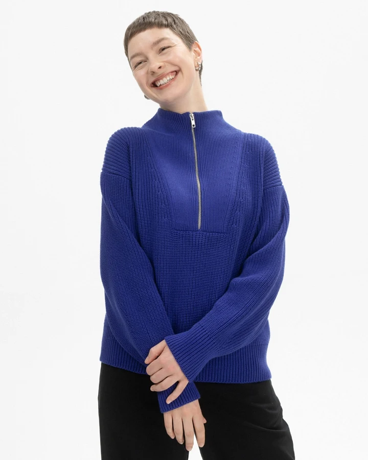 MELA Damen vegan Strickpullover Rippe Kimaya Bold Blue
