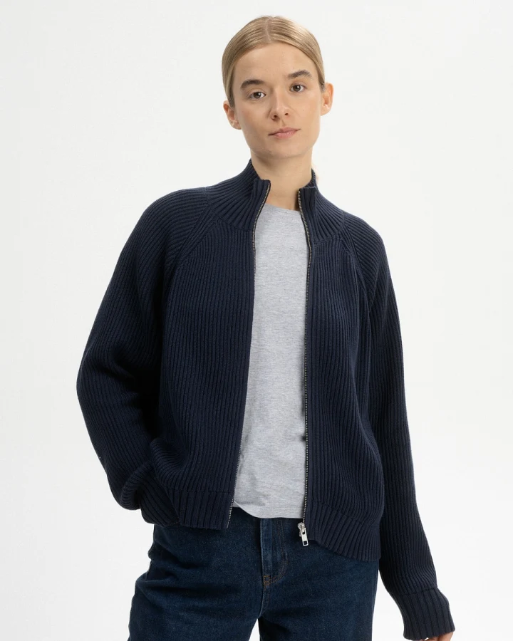 MELA Damen vegan Rippenstrickjacke Kamuka Navy