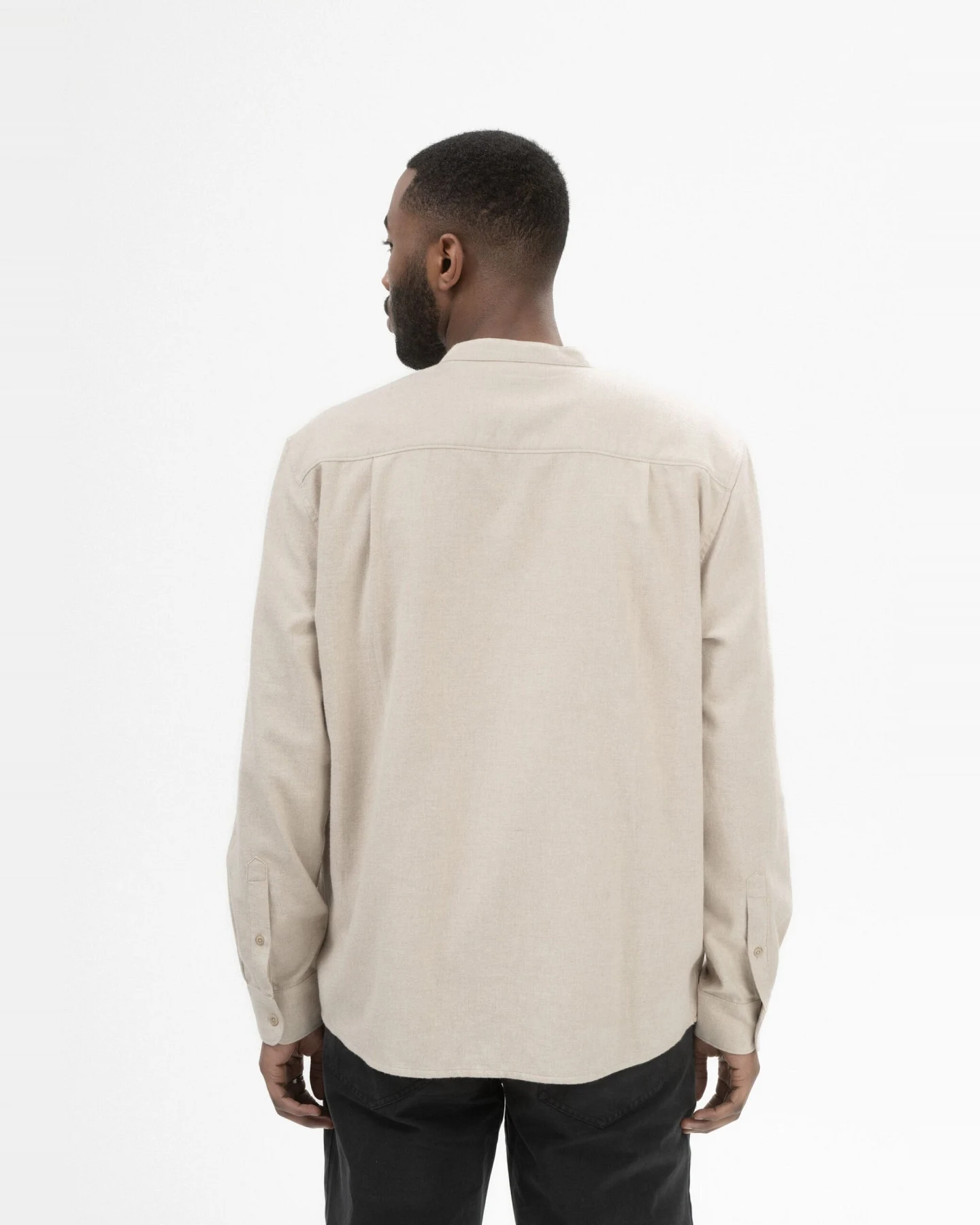 MELA Herren vegan Hemd Flanell Jhalak Birch Melange – Ansicht 2