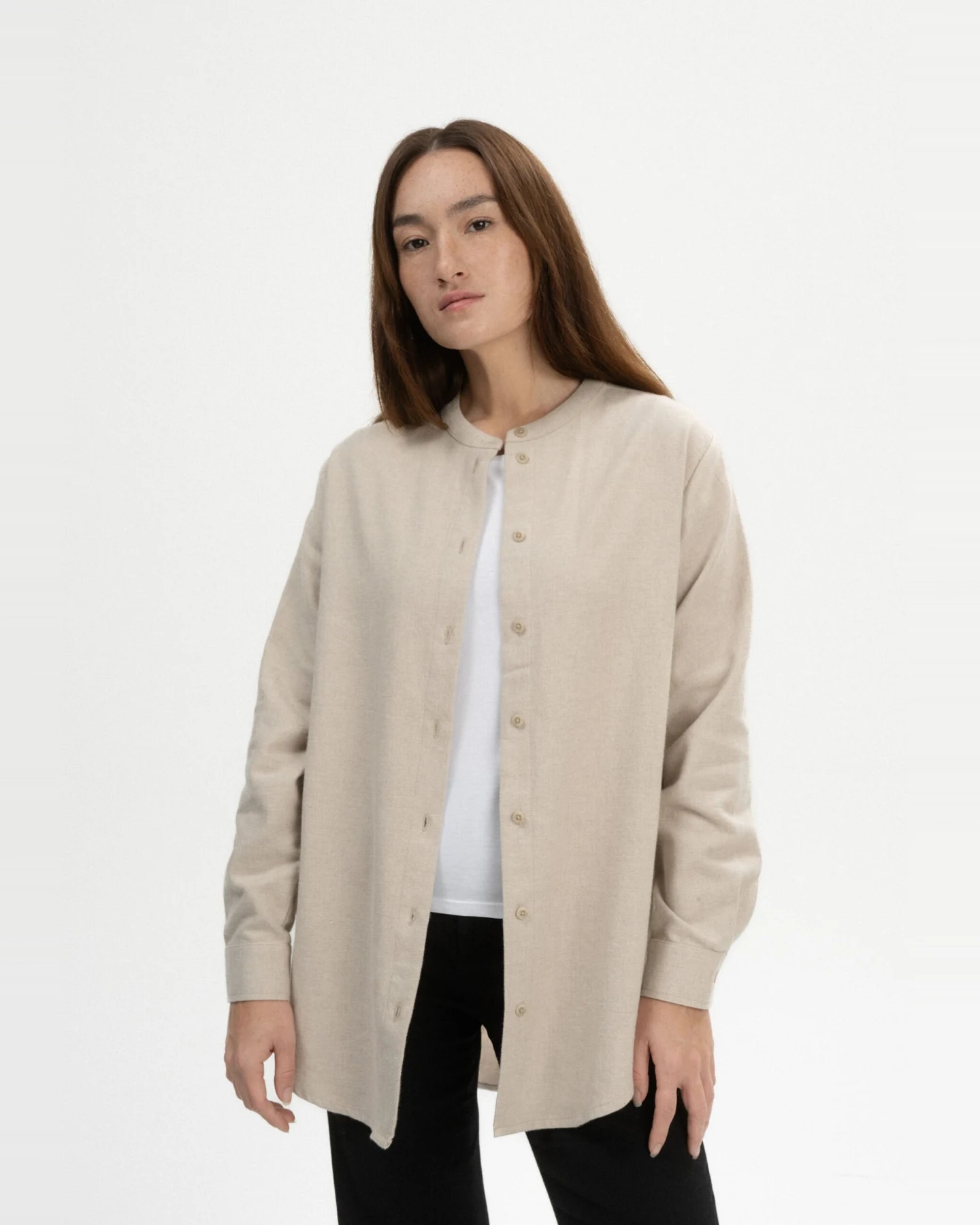 MELA Damen vegan Hemd Flanell Aaban Birke Melange – Ansicht 2
