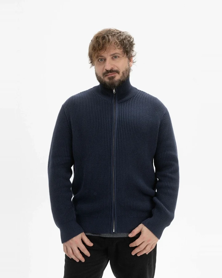 MELA Herren vegan Strickjacke Rippe Taksh Navy