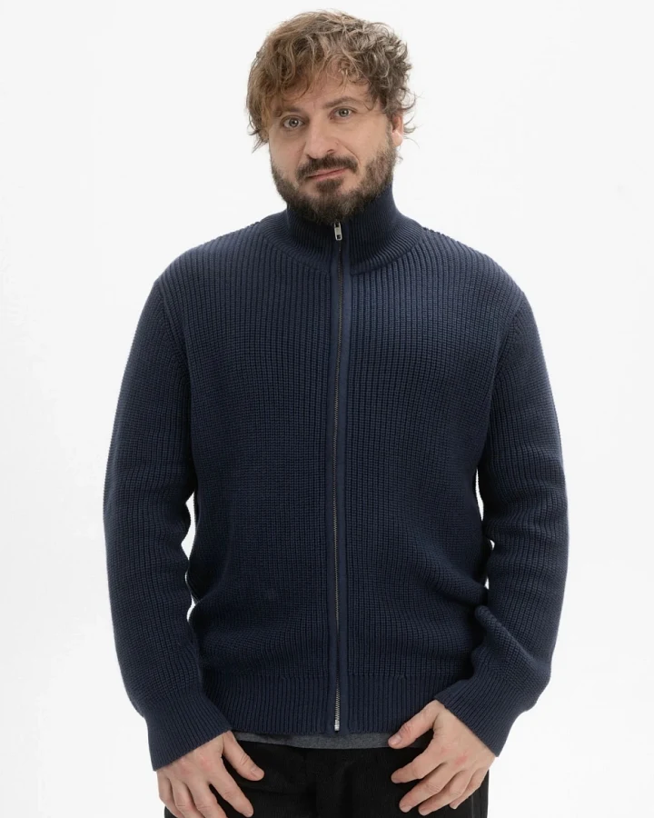 MELA Herren vegan Strickjacke Rippe Taksh Navy