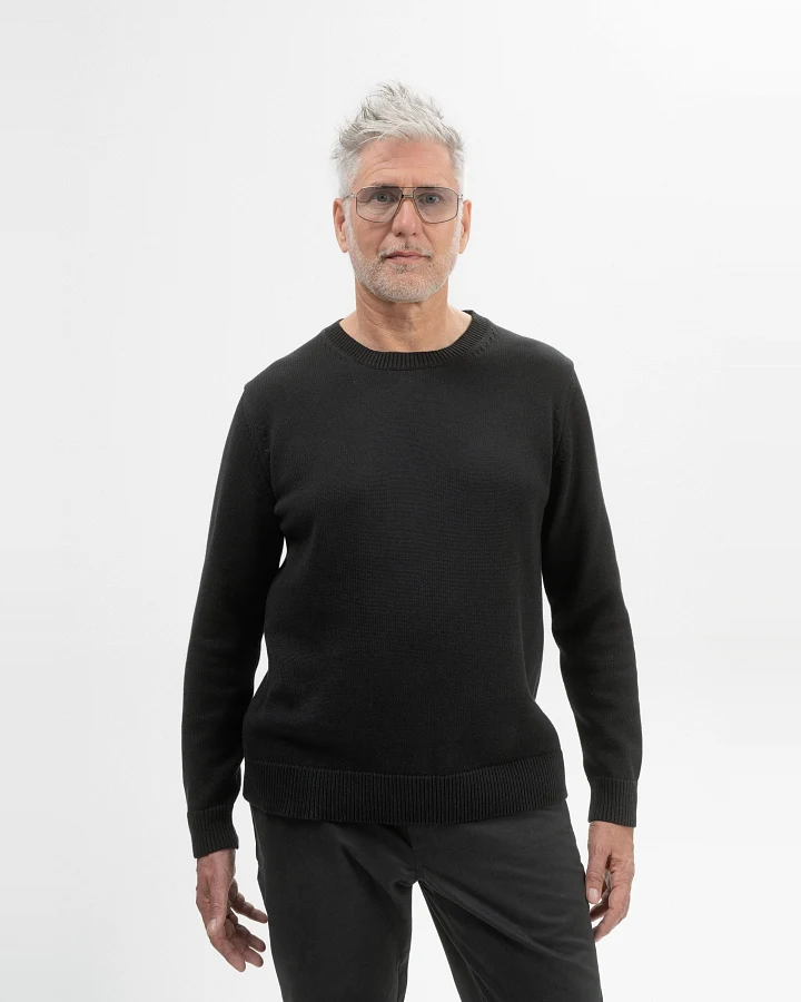 MELA Herren vegan Strickpullover Charun Schwarz