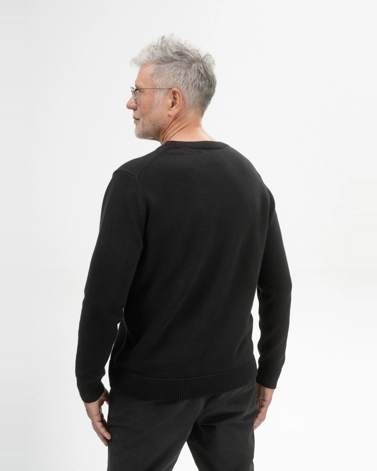 MELA Herren vegan Strickpullover Charun Schwarz – Ansicht 2