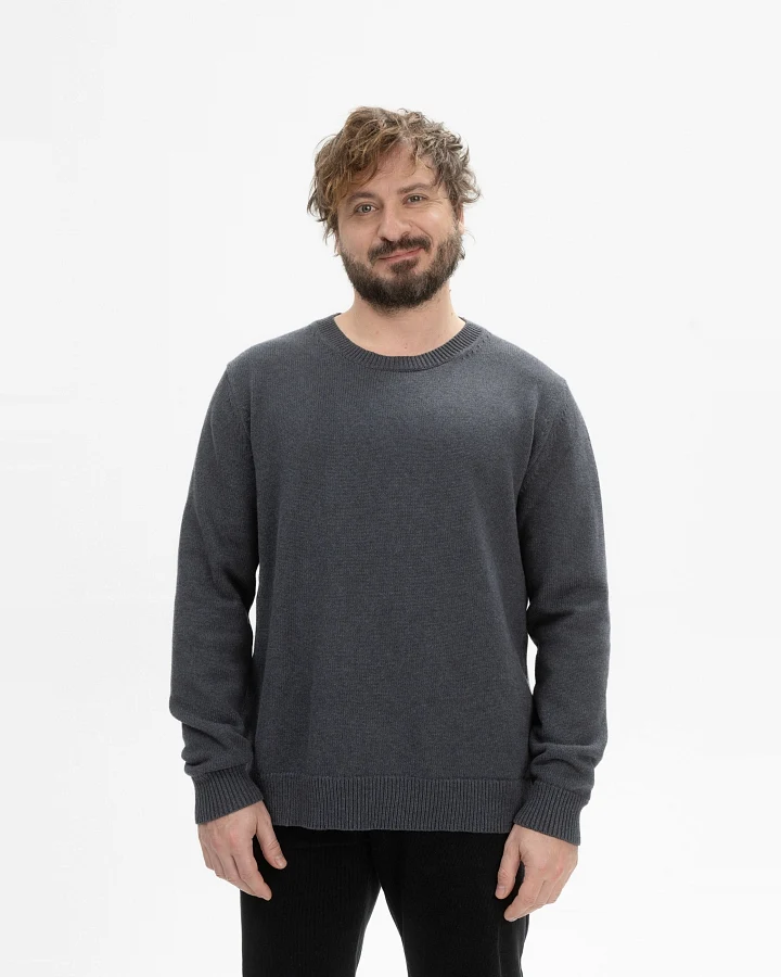 MELA Herren vegan Strickpullover Charun Anthrazit Melange