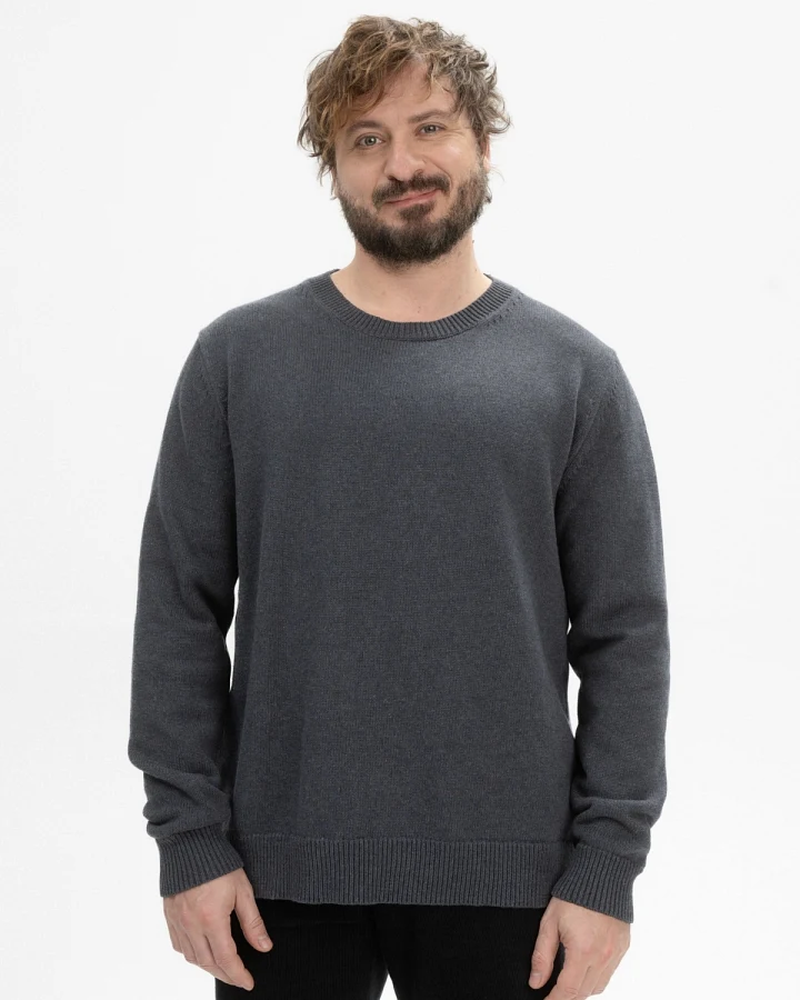 MELA Herren vegan Strickpullover Charun Anthrazit Melange