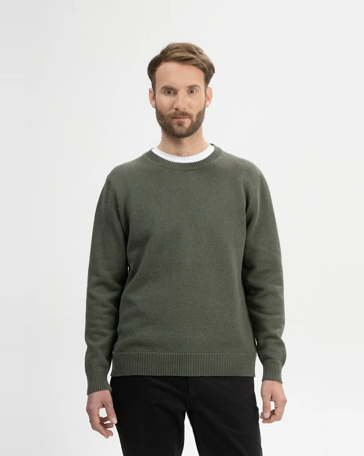 MELA Herren vegan Strickpullover Charun Grün Melange