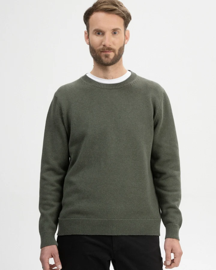 MELA Herren vegan Strickpullover Charun Grün Melange