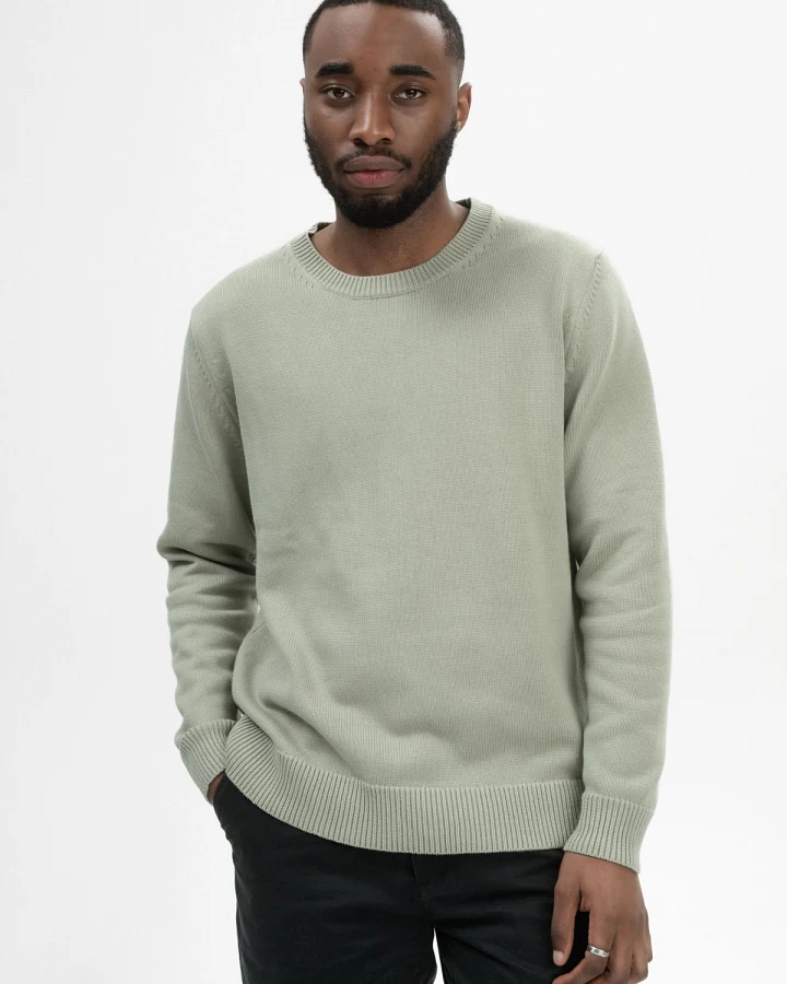 MELA Herren vegan Strickpullover Charun Grüner Ton
