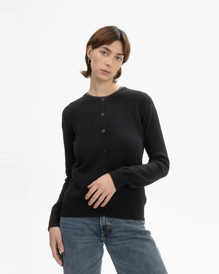 MELA Damen vegan Strickcardigan Fine Nameen Schwarz
