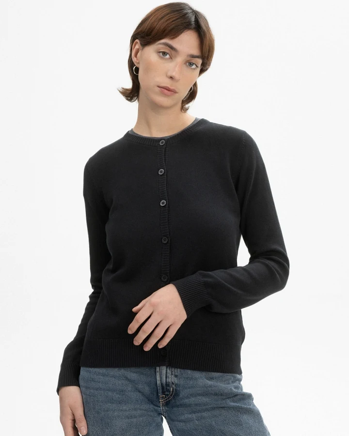 MELA Damen vegan Strickcardigan Fine Nameen Schwarz