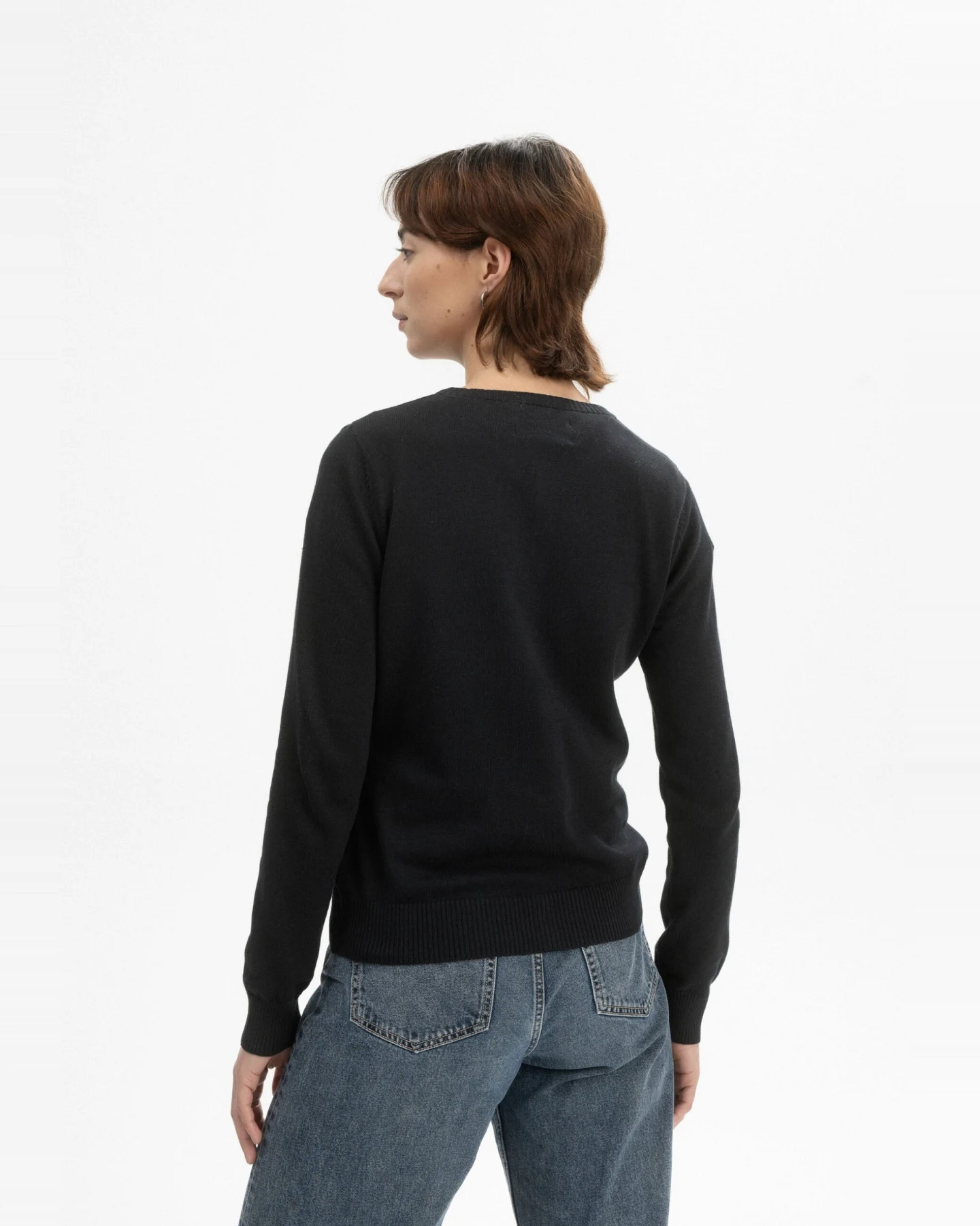 MELA Damen vegan Strickcardigan Fine Nameen Schwarz – Ansicht 2
