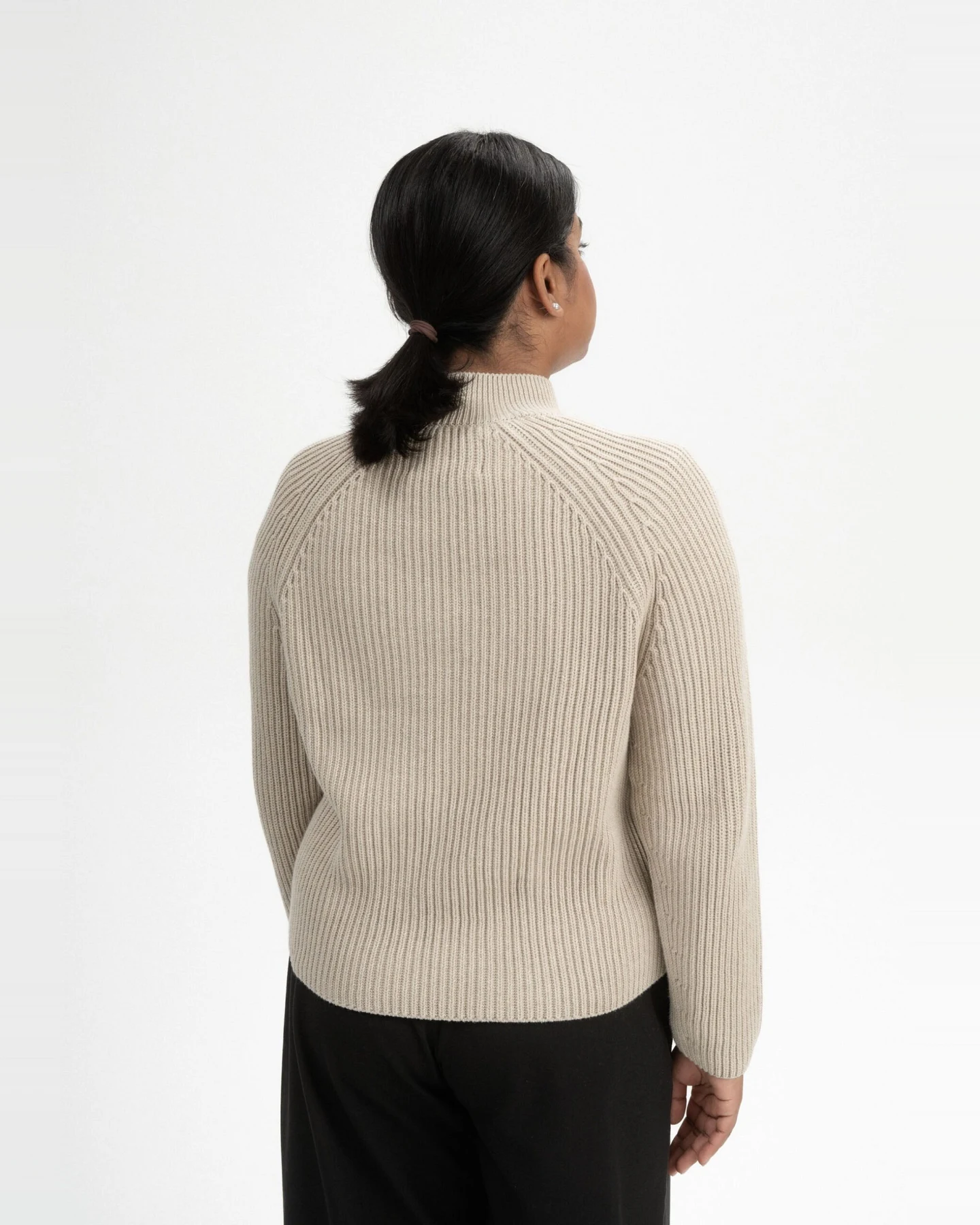MELA Damen vegan Strickpullover Stehkragen Pebble Melange – Ansicht 2