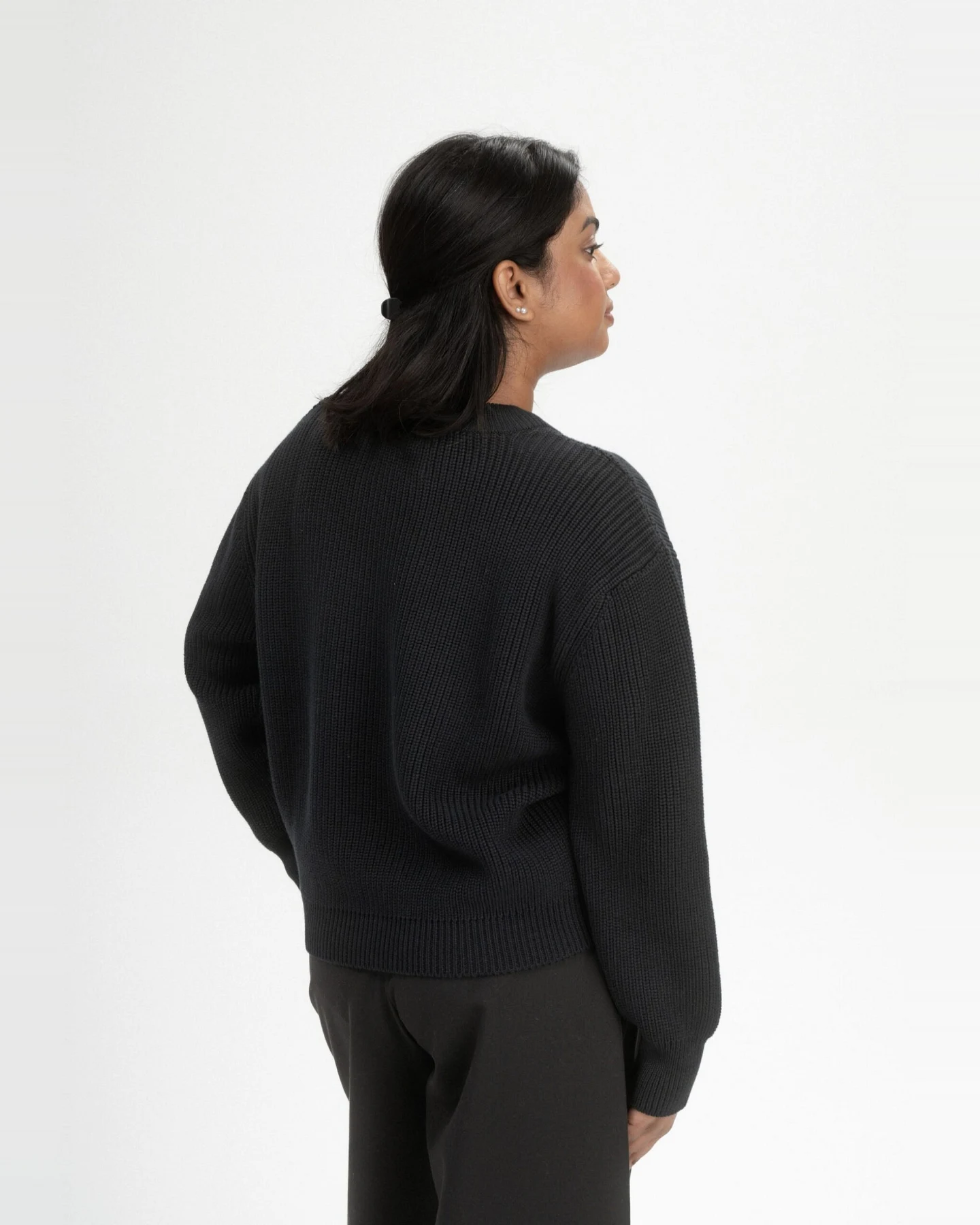 MELA Damen vegan Strickpullover Rippe Adah Schwarz – Ansicht 2