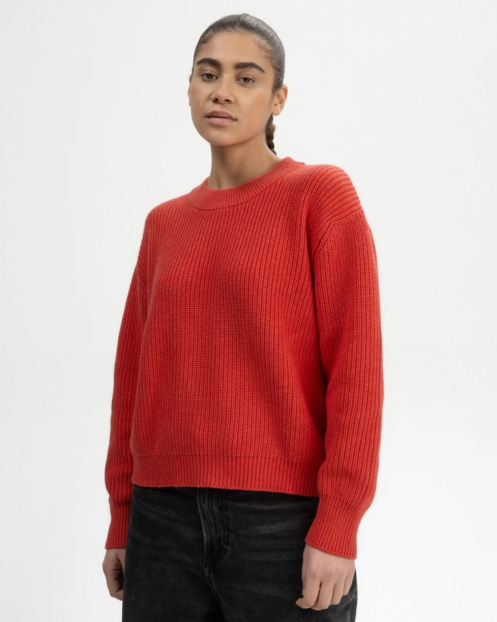 MELA Damen vegan Strickpullover Rippe Adah Red Apple Melange