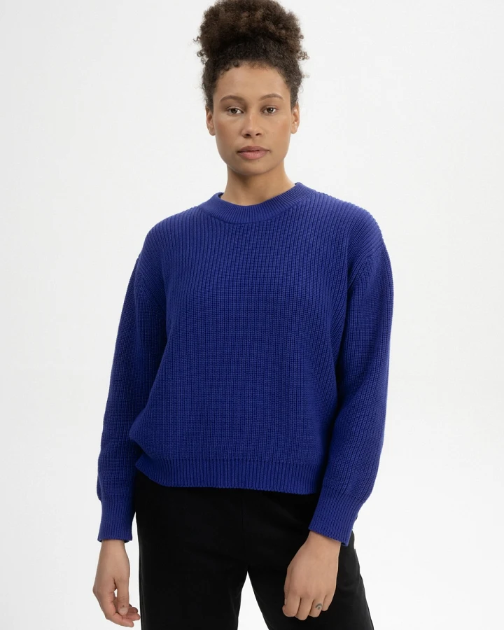 MELA Damen vegan Strickpullover Rippe Adah Bold Blue