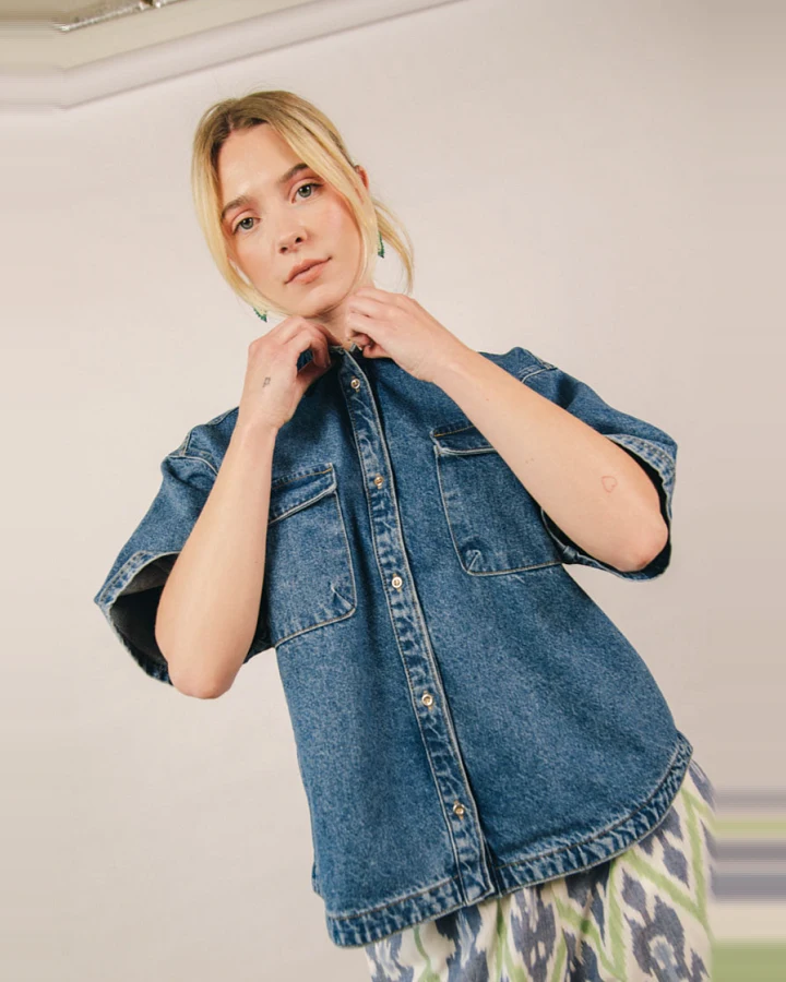 el.résidu Damen vegan Hemd Isa Blau