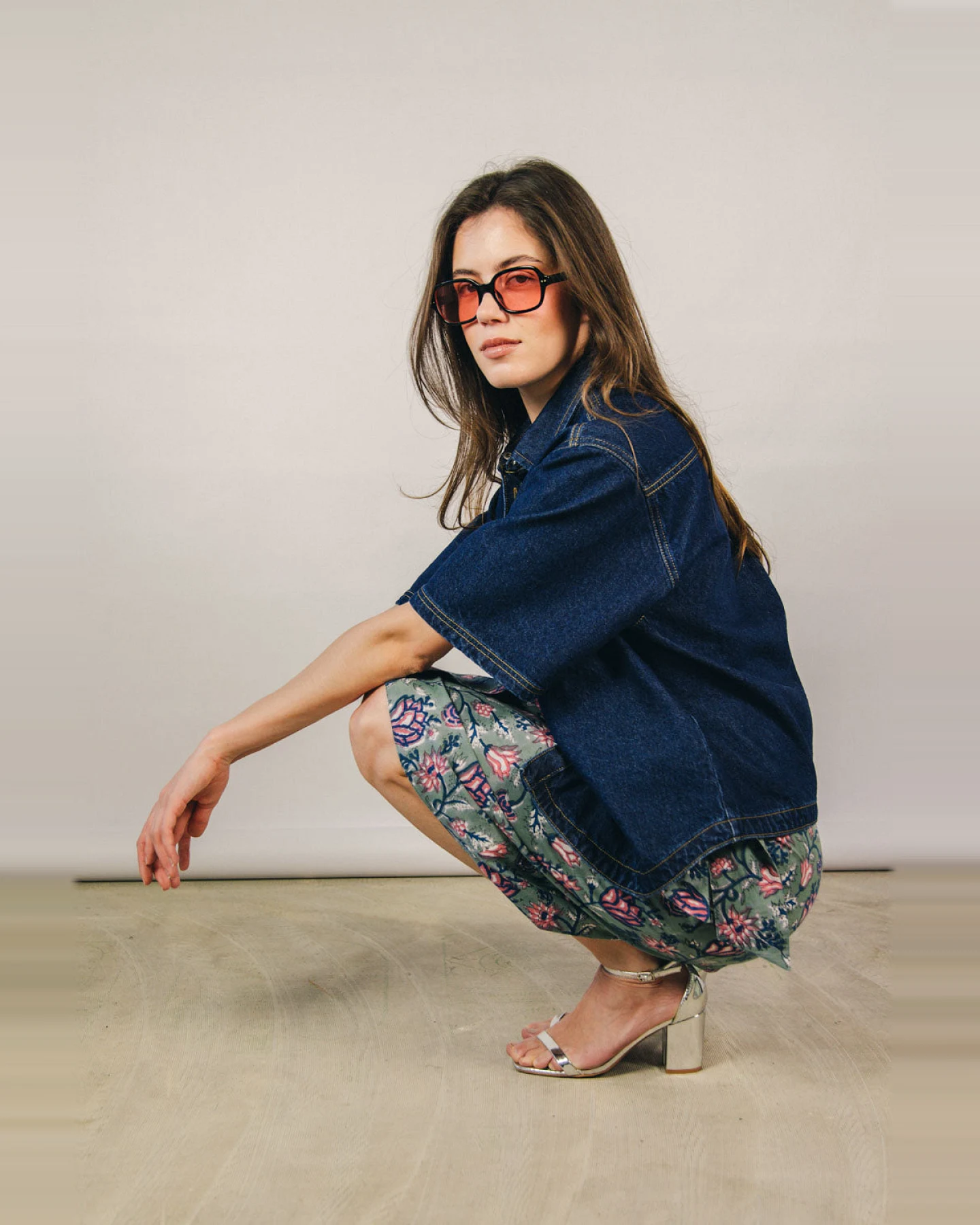 el.résidu Damen vegan Rock Amira Lang Teal Grün – Ansicht 2