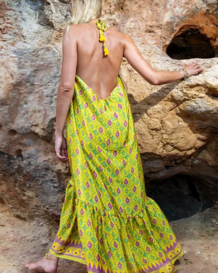 el.résidu Damen vegan Kleid Myra Gelb