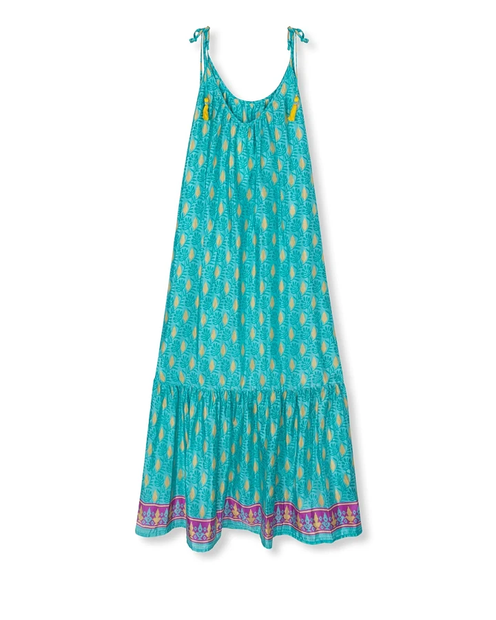 el.résidu Damen vegan Kleid Myra Teal Blue