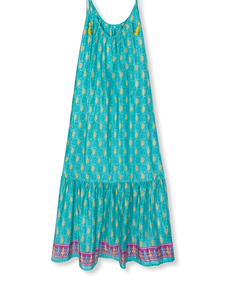 el.résidu Damen vegan Kleid Myra Teal Blue