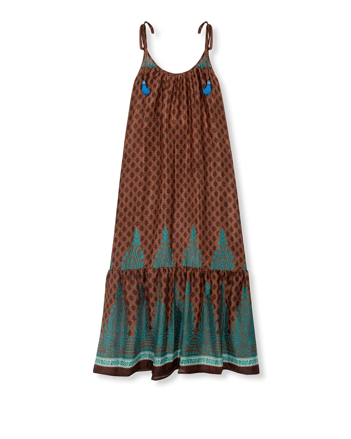 el.résidu Damen vegan Kleid Myra Braun/Teal