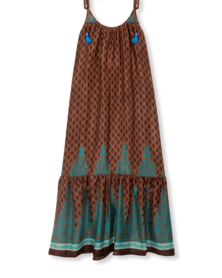 el.résidu Damen vegan Kleid Myra Braun/Teal