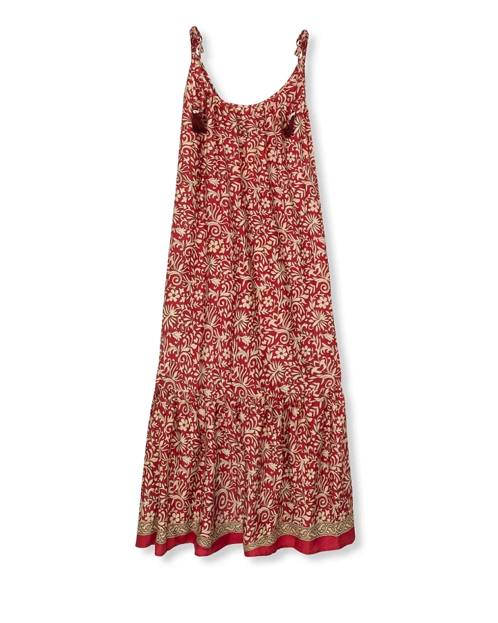 el.résidu Damen vegan Kleid Myra Rot/Beige
