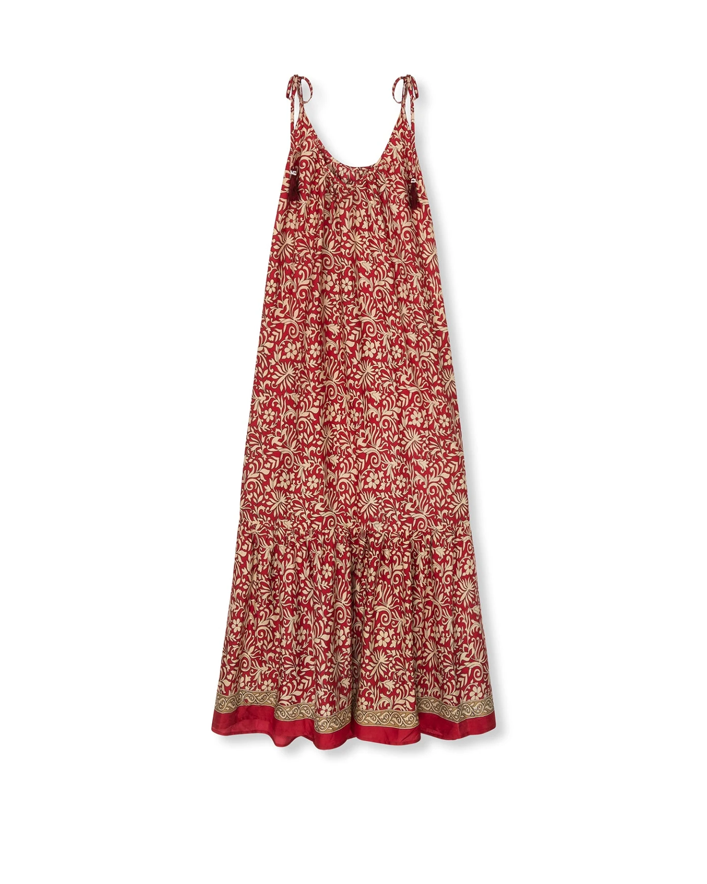 el.résidu Damen vegan Kleid Myra Rot/Beige – Ansicht 2