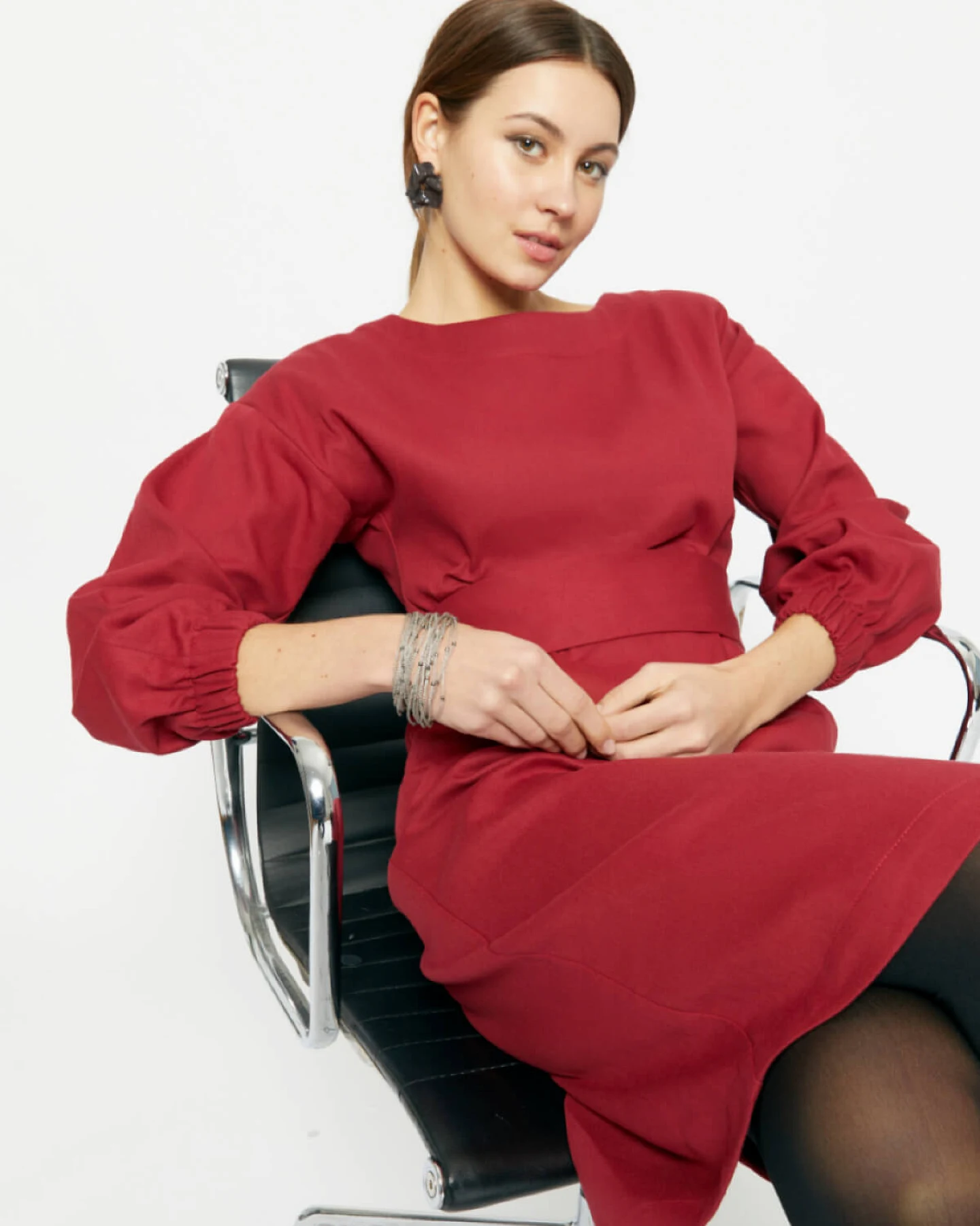 AYANI Damen vegan Kleid Stefanie Red Bordo – Ansicht 2
