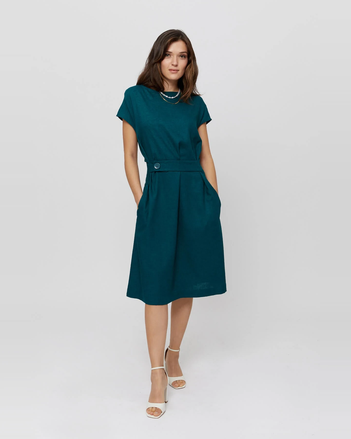 AYANI Damen vegan Kleid Sati Deep Teal – Ansicht 2