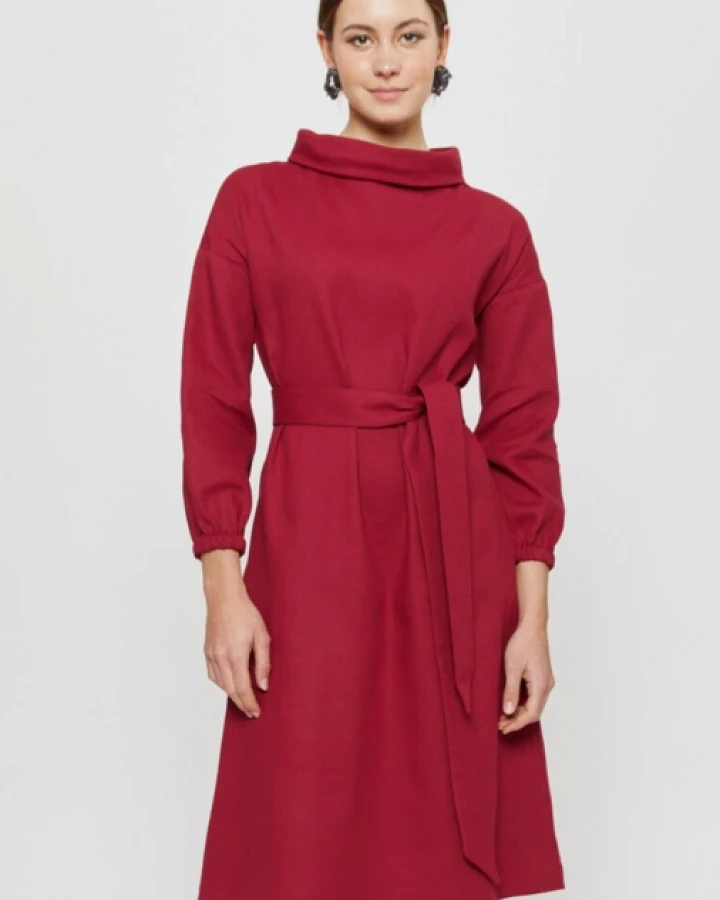 AYANI Damen vegan Kleid Amalia Rot Bordo