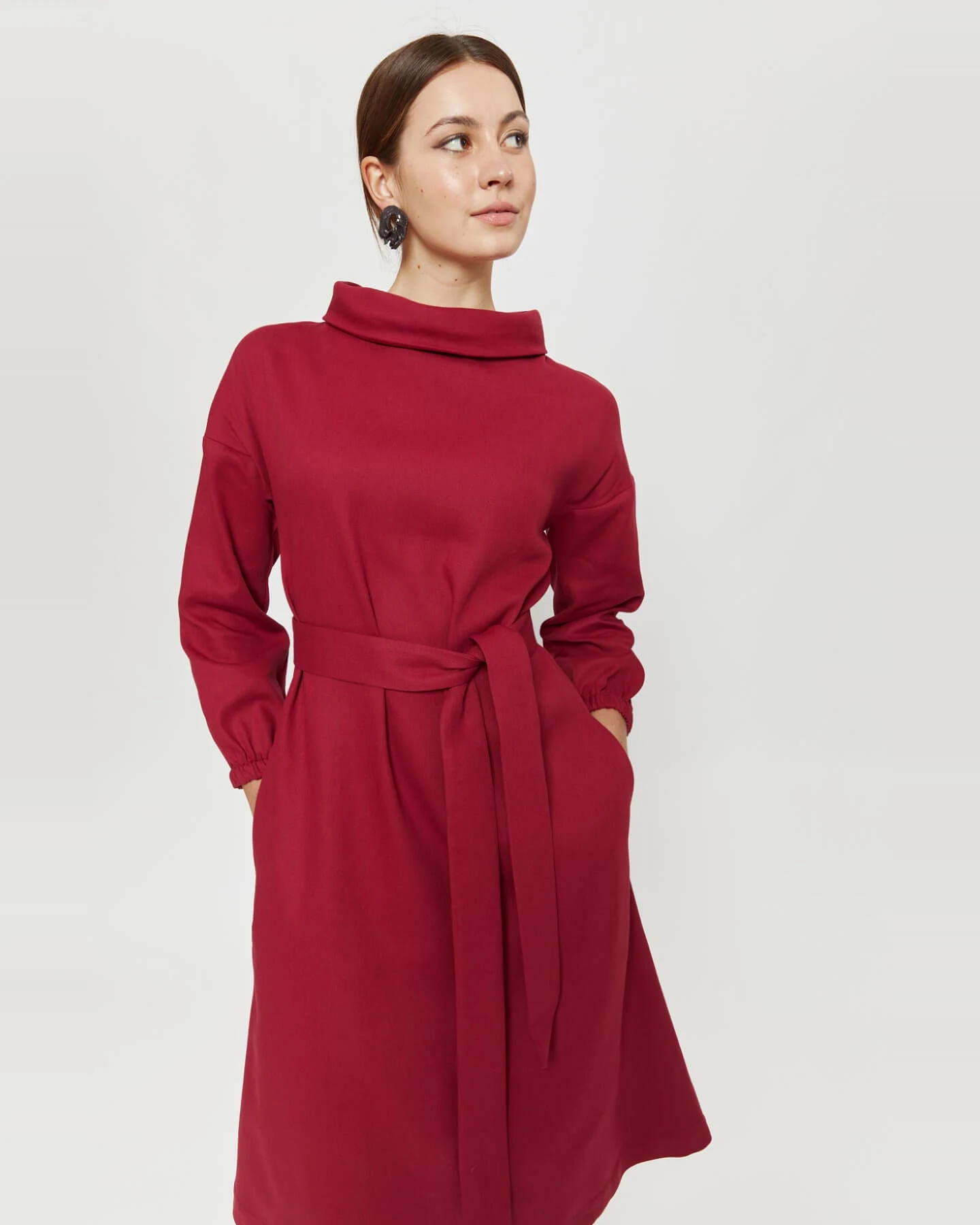 AYANI Damen vegan Kleid Amalia Rot Bordo – Ansicht 2
