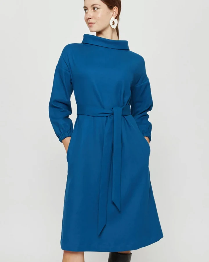 AYANI Damen vegan Kleid Amalia Petrol Blau