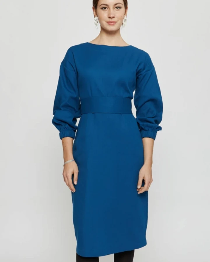 AYANI Damen vegan Kleid Stefanie Petrol Blau