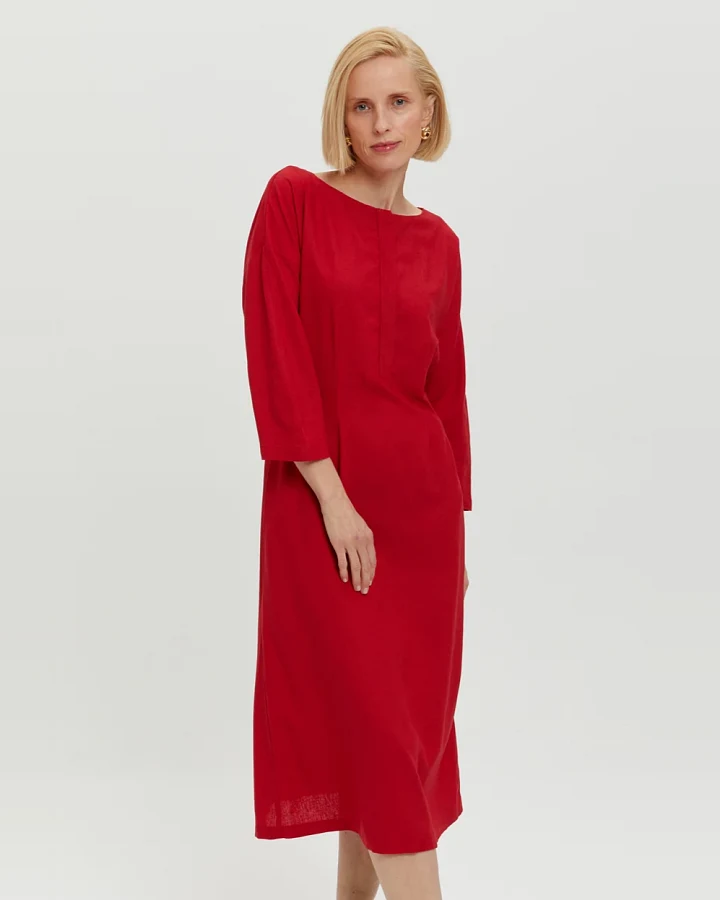 AYANI Damen vegan Kleid Lusin Scharlachrot