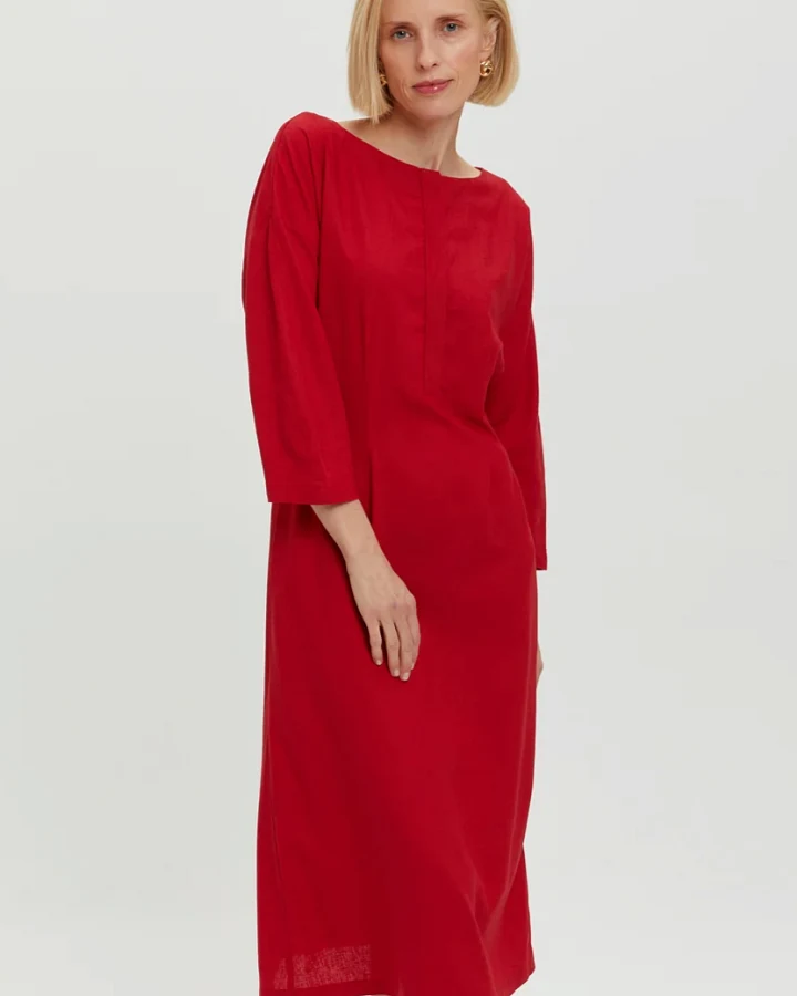 AYANI Damen vegan Kleid Lusin Scharlachrot
