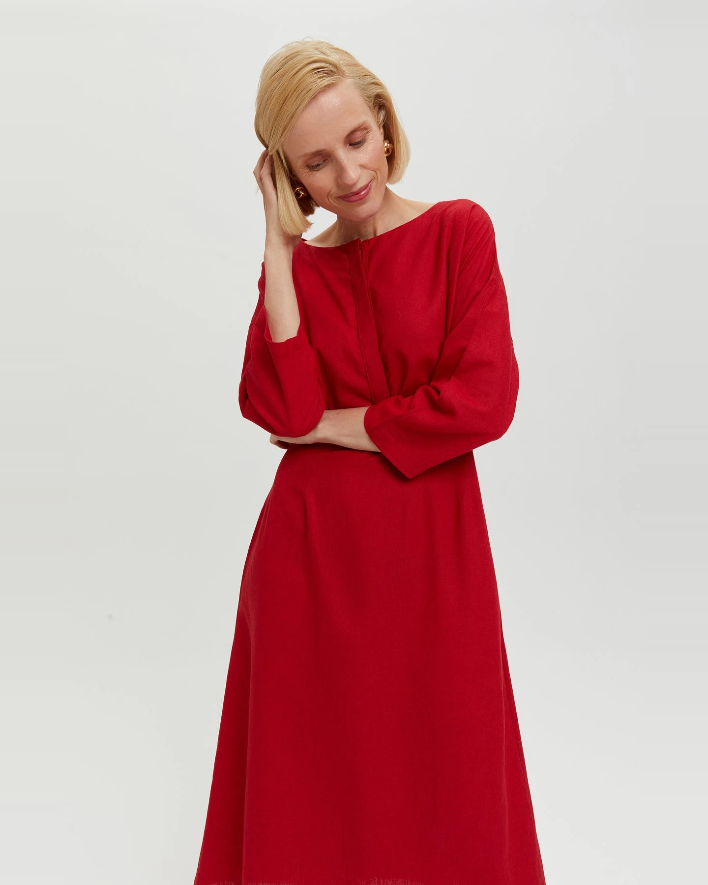 AYANI Damen vegan Kleid Lusin Scharlachrot – Ansicht 2