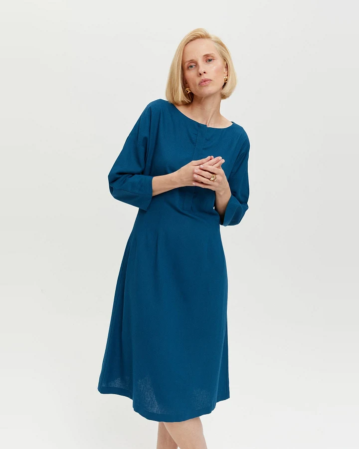 AYANI Damen vegan Kleid Lusin Petrol Blau