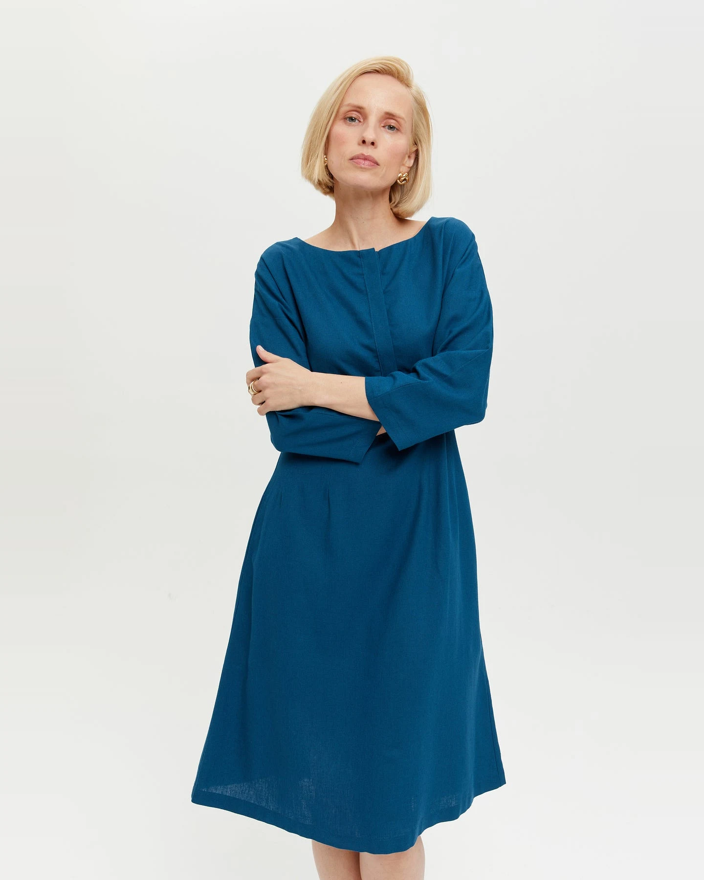 AYANI Damen vegan Kleid Lusin Petrol Blau – Ansicht 2