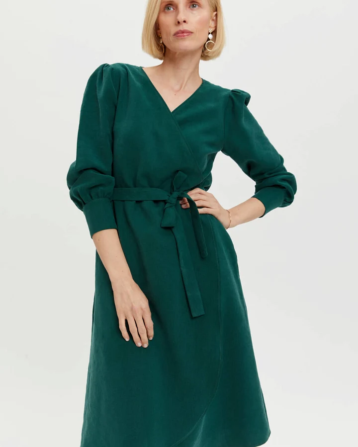 AYANI Damen vegan Wickelkleid Sophie Waldgrün